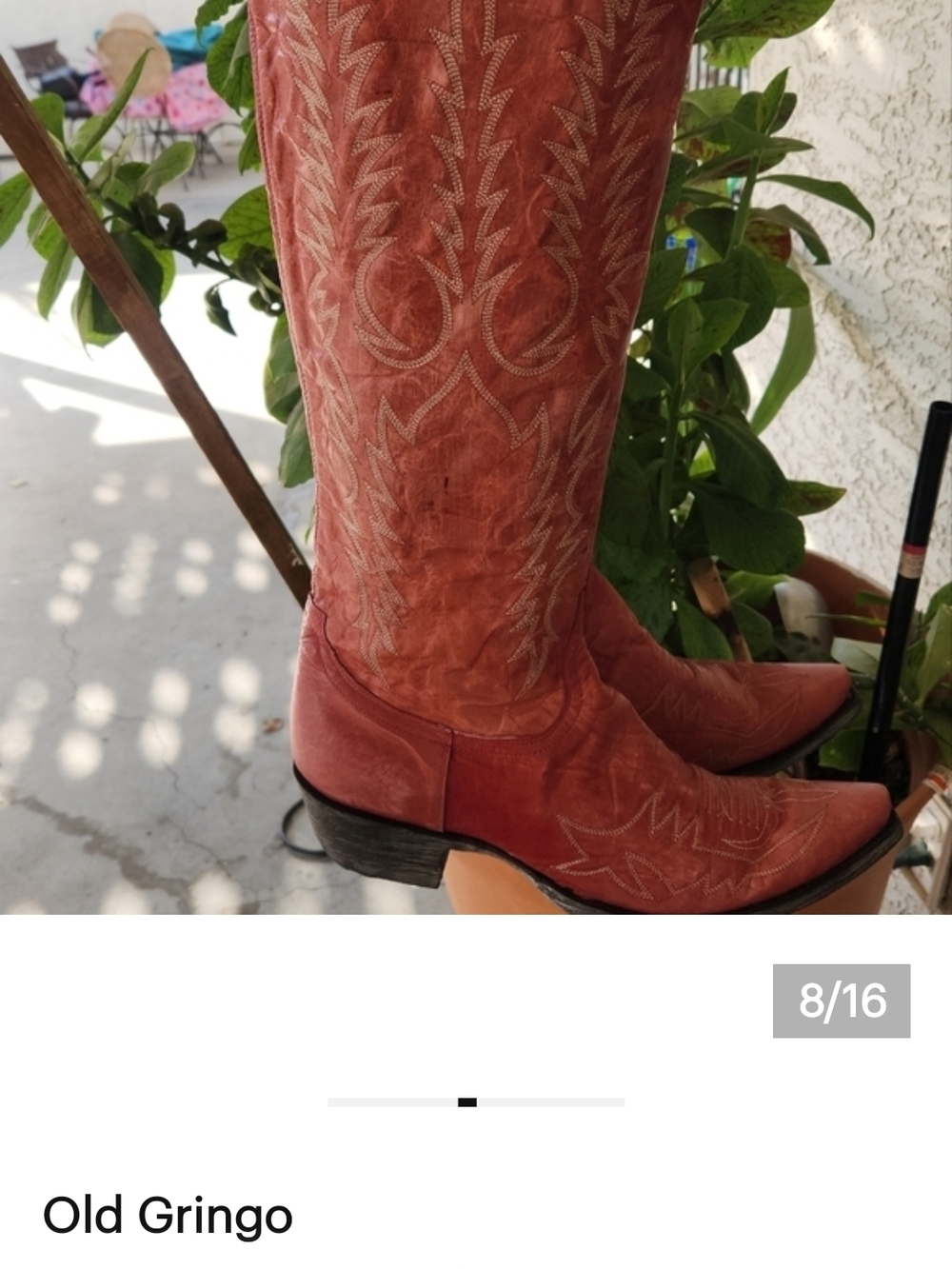 Old Gringo Tan Leather Cowboy Boots with Cream Stitching - Picture 6 of 10
